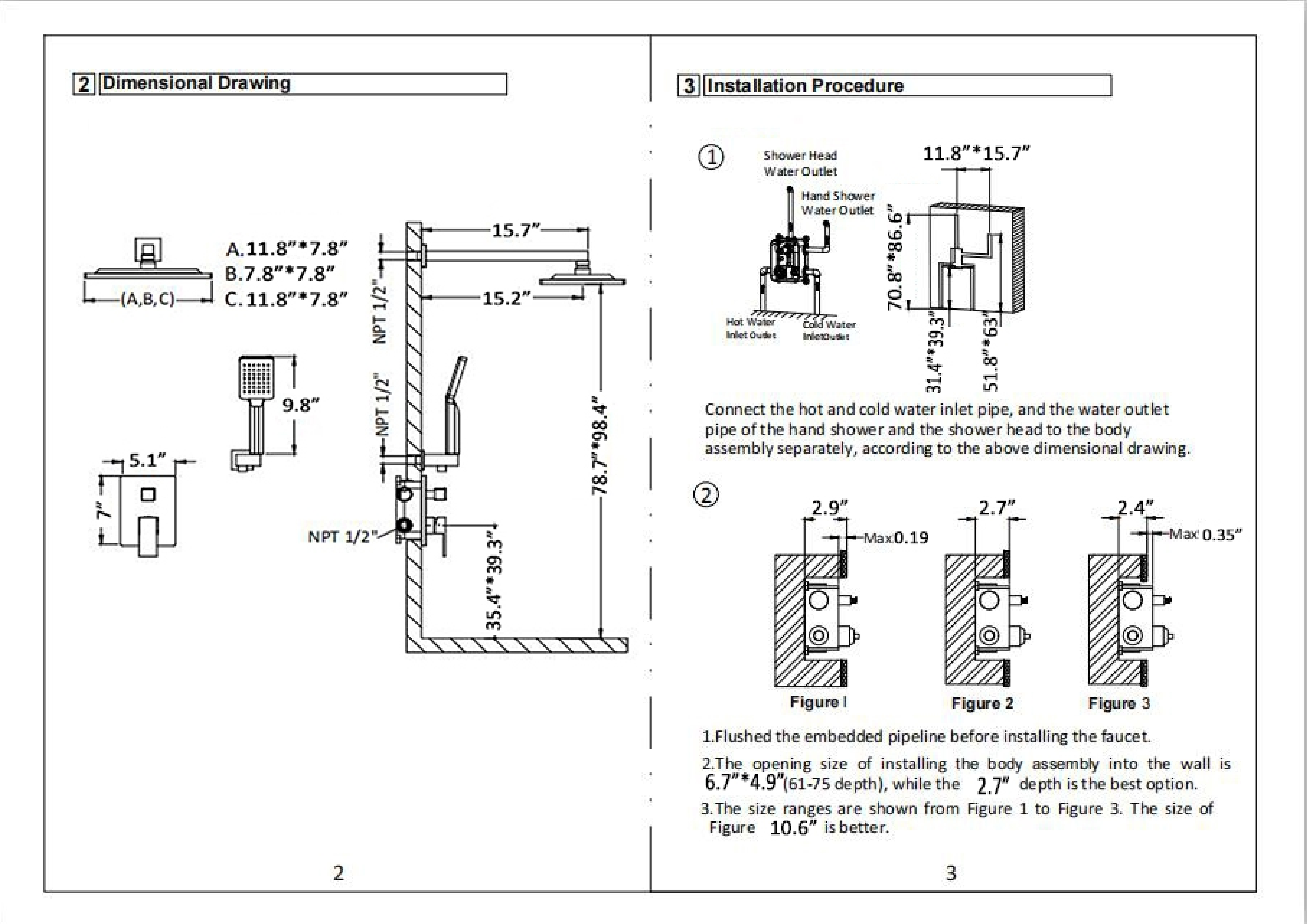 Installation Instruction of Wall Mounted Concealed Shower System