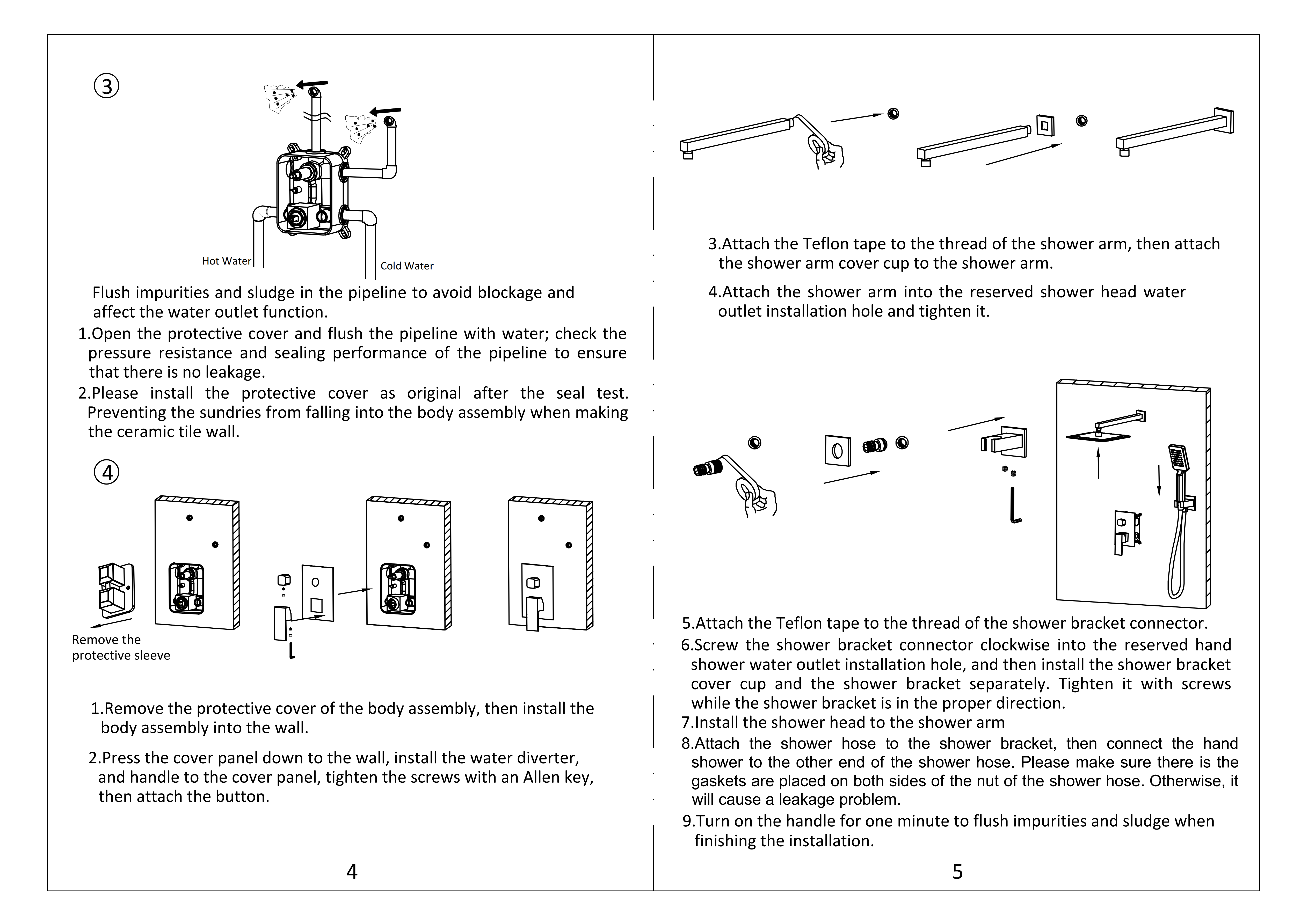 Installation Instruction of Wall Mounted Concealed Shower System