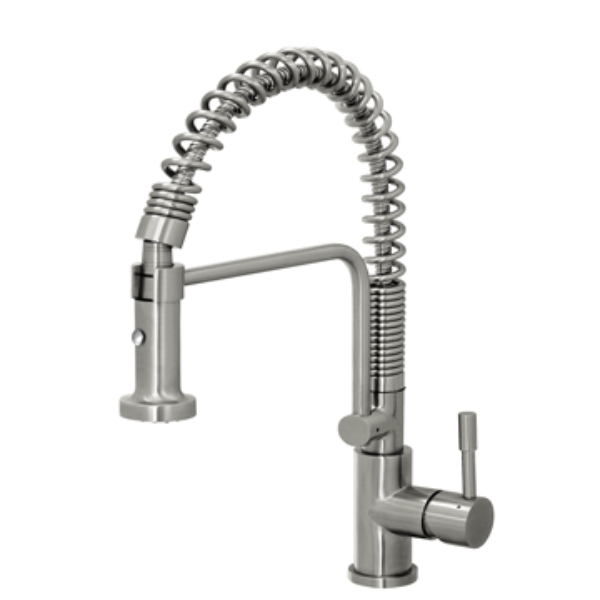 Wholesale Europe: Stainless Steel Pull Out Kitchen Faucet - Spring, Deck Mount
