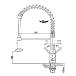 Commercial Grade Spring Kitchen Tap - Pull Out Spray, Stainless Steel, Deck Mount