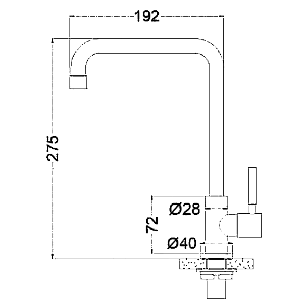 Stainless Steel Deck Mounted Faucet Single Lever Cold Water Kitchen Tap