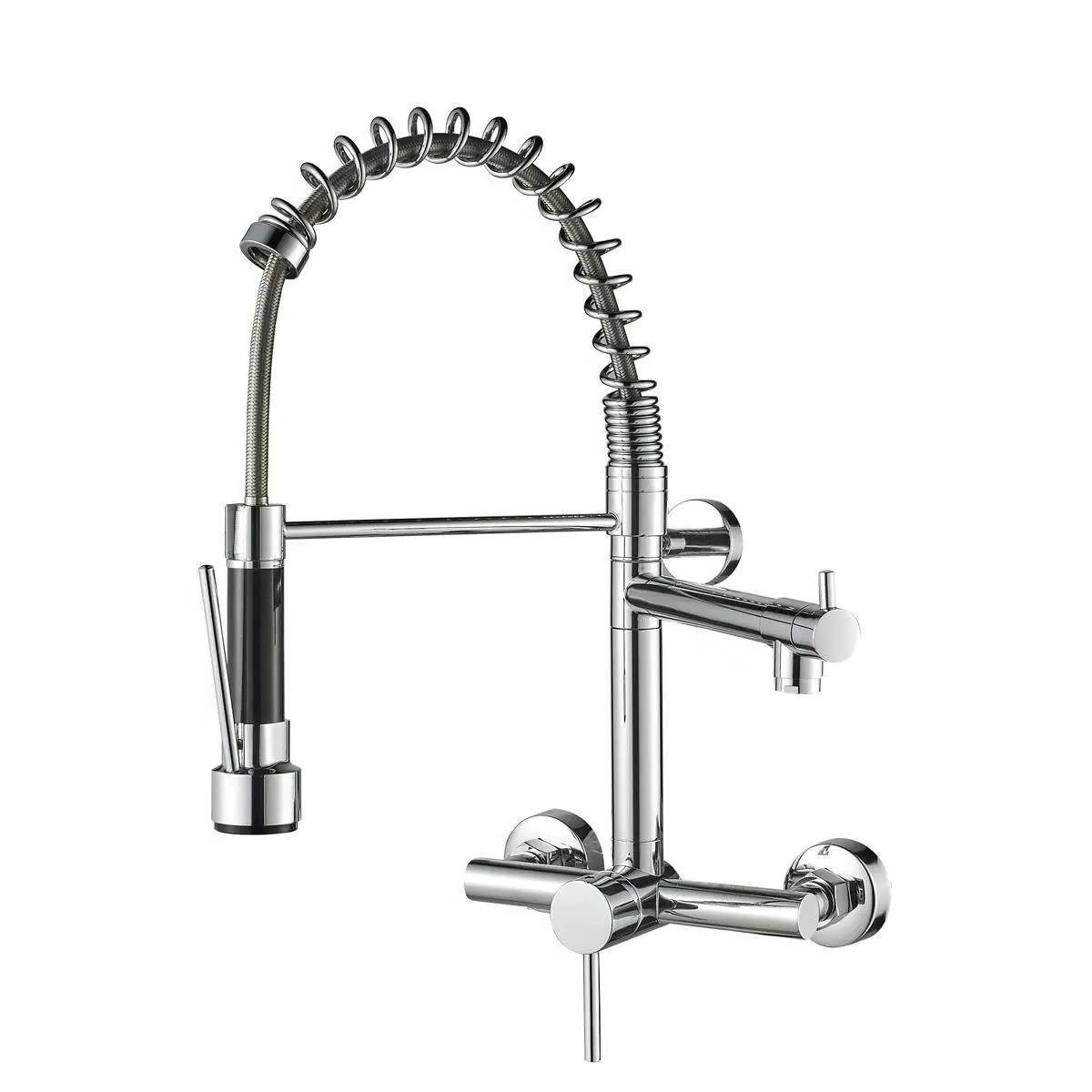Premium Brass Kitchen Faucet for European Wholesalers - Single Handle, Wall Mount, Customizable