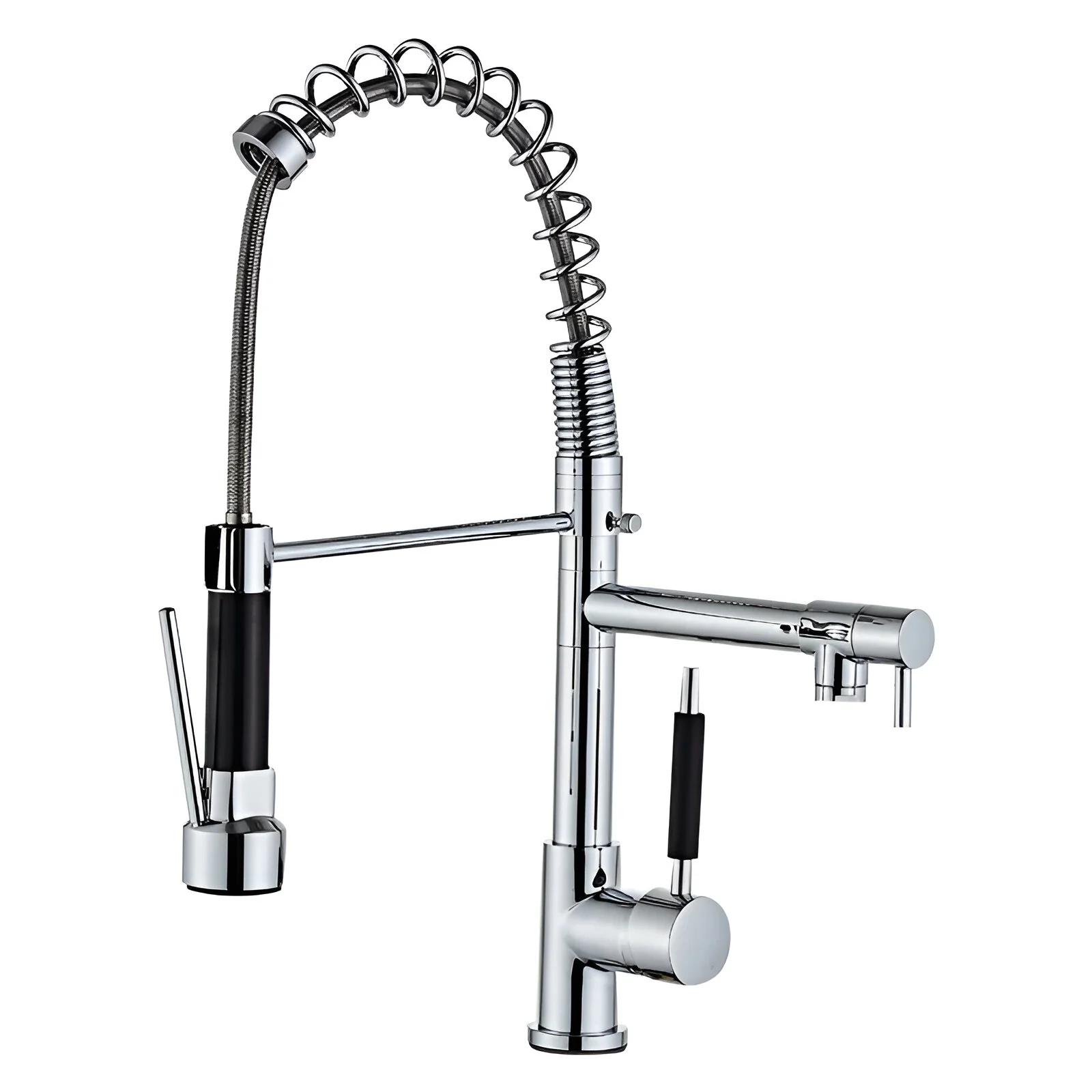 Hot & Cold Brass Kitchen Tap - Spring Pull Out Spray, Single Lever