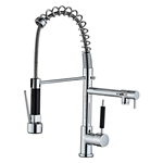 Hot & Cold Brass Kitchen Tap - Spring Pull Out Spray, Single Lever