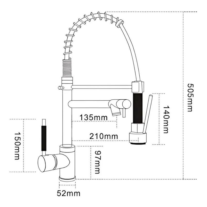 Hot & Cold Brass Kitchen Tap - Spring Pull Out Spray, Single Lever