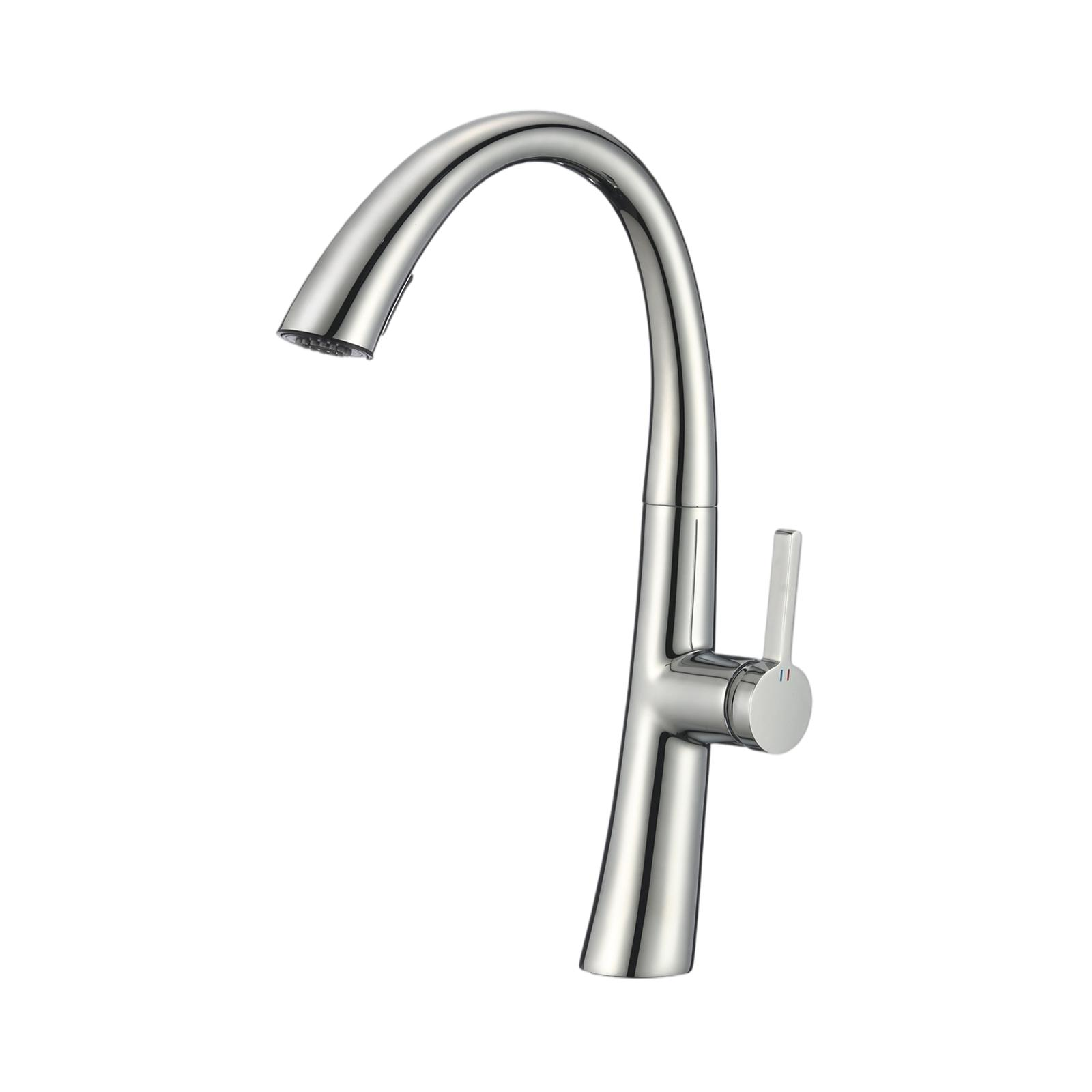 Commercial Deck Mount Pull Out Kitchen Mixer Tap - Brass Single Lever