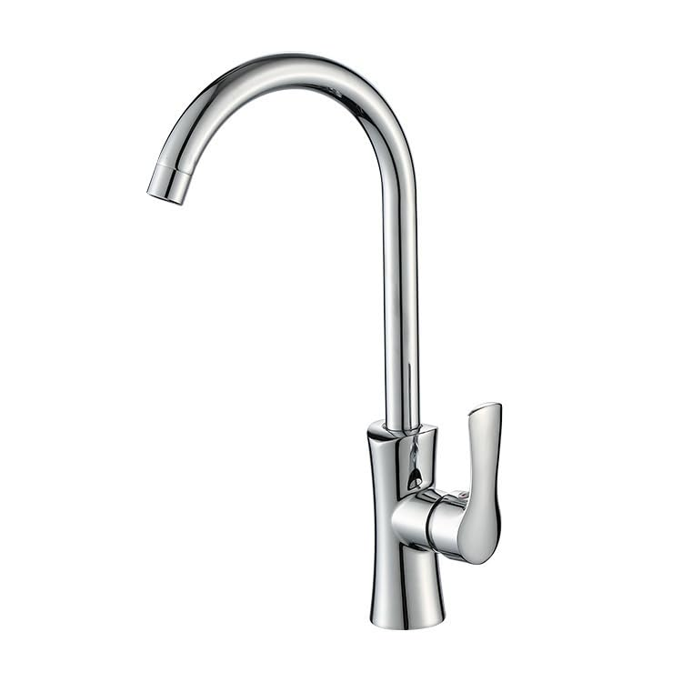 Chrome Brass Single Handle Deck Mount Kitchen Faucet