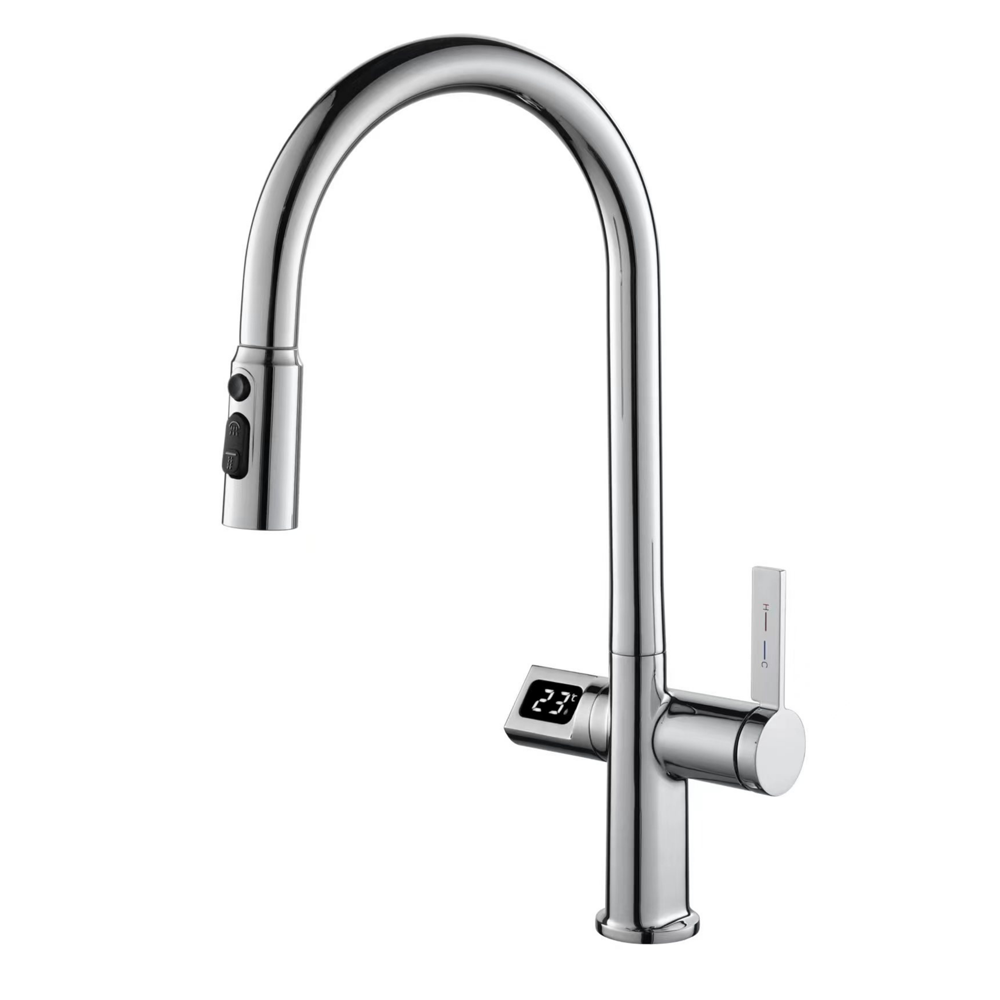 deck mounted brass kitchen faucet digital temperature display supplier Europe