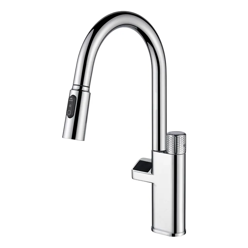 deck mounted single hole brass kitchen faucet digital temperature display supplier