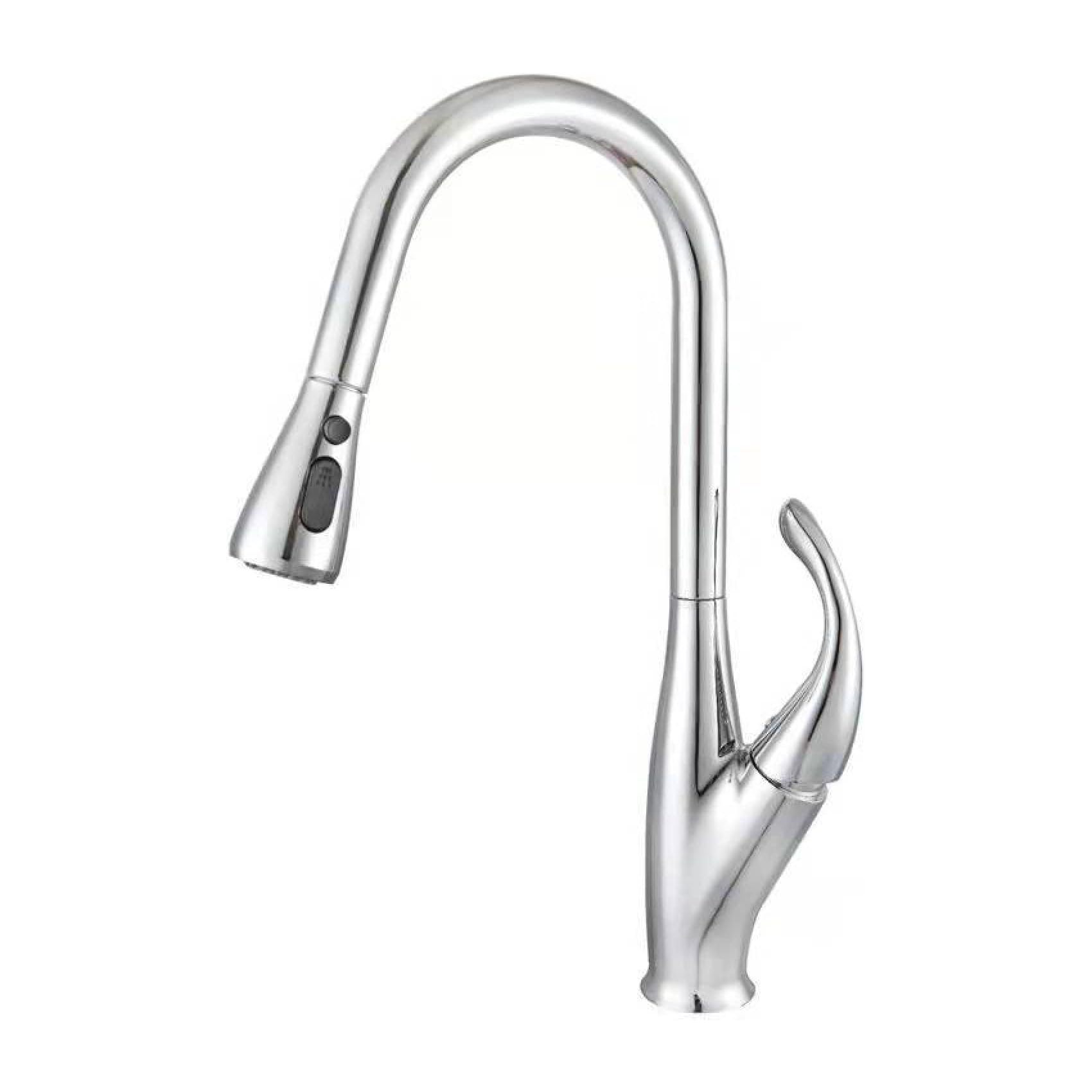 Deck Mounted Single Lever Brass Kitchen Tap - Pull Down Sprayer, Hot & Cold, Custom Color Choices