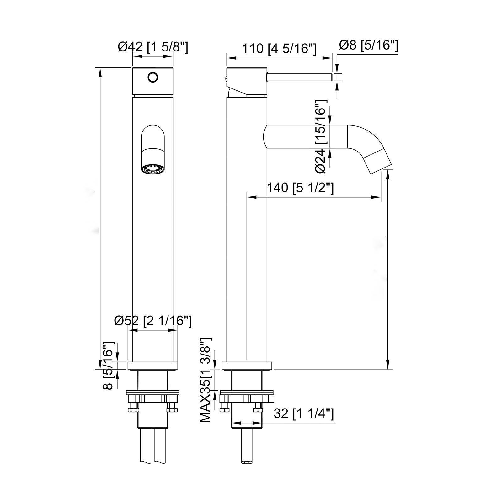 Modern, Brass, Deck Mounted, Hot and Cold, Bathroom Tap