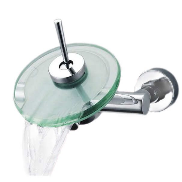 Wholesale Europe - Hot & Cold Brass Waterfall Faucet - Glass Outlet, Wall Mount