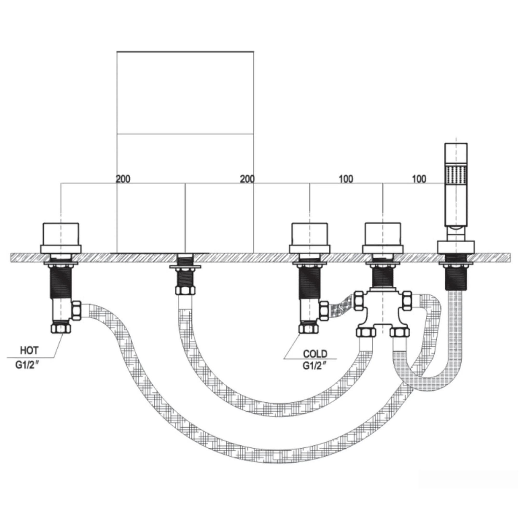 bath shower set Deck mounted bath tub faucet mixer kit