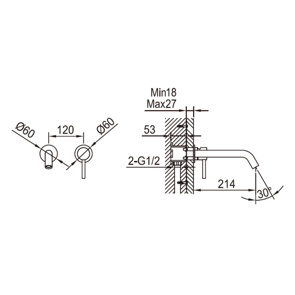 Basin Mixer Tap Bathroom Faucet Wall Mounted