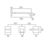 Wall Mounted Bathroom Sink Faucet Basin Tap with dual handle