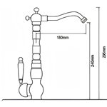 Hot and Cold Antique Brass Kitchen Tap, Single Lever, Deck Mounted, European Standard