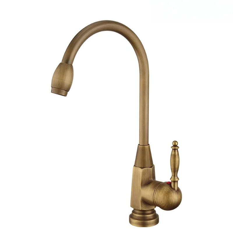 Antique Style Brass Kitchen Faucet, Single Handle, Deck Mount for Wholesale
