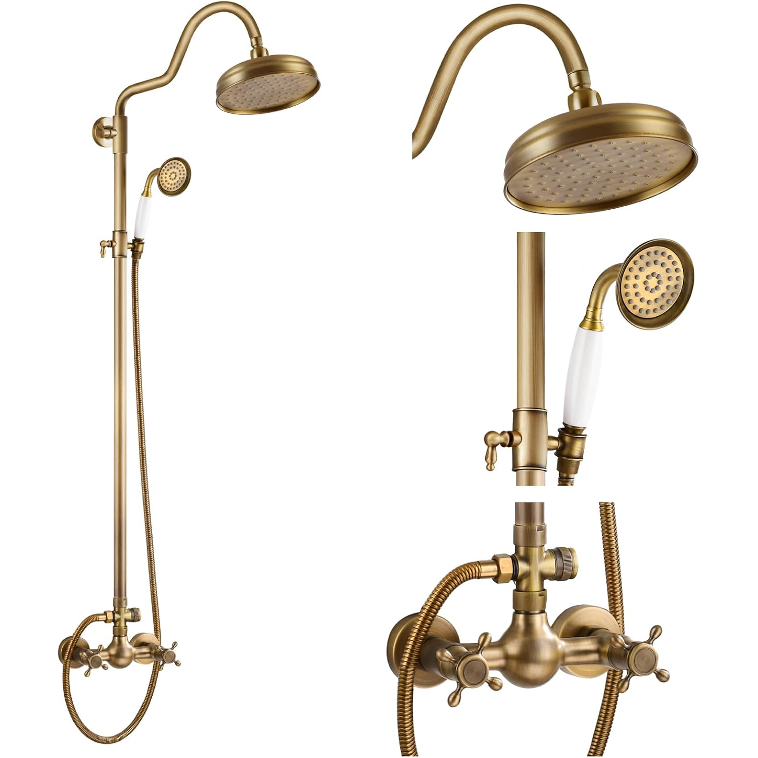Brass Bathroom rainfall Exposed wall mounted shower system shower set