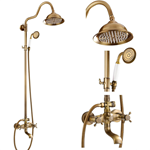 Exposed Bathroom rainfall Brass wall mounted shower system shower set